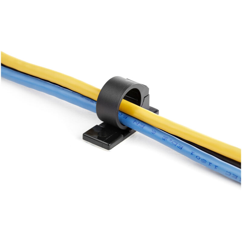 StarTech.com 100 Clip Fermacavi Autoadesivi Nero - Graffette Fermacavo Adesive da Scrivania per Cavi Elettrici/Rete - Supporto Fermacavi - Fermacavo in Plastica - Classe Antincendio UL/94V-2