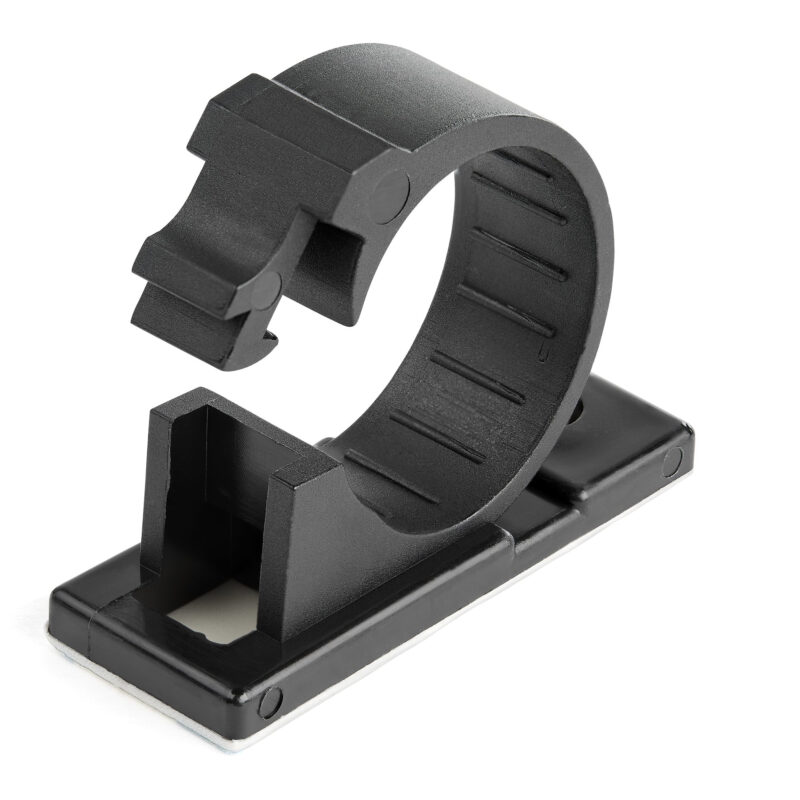 StarTech.com 100 Clip Fermacavi Autoadesivi Nero - Graffette Fermacavo Adesive da Scrivania per Cavi Elettrici/Rete - Supporto Fermacavi - Fermacavo in Plastica - Classe Antincendio UL/94V-2