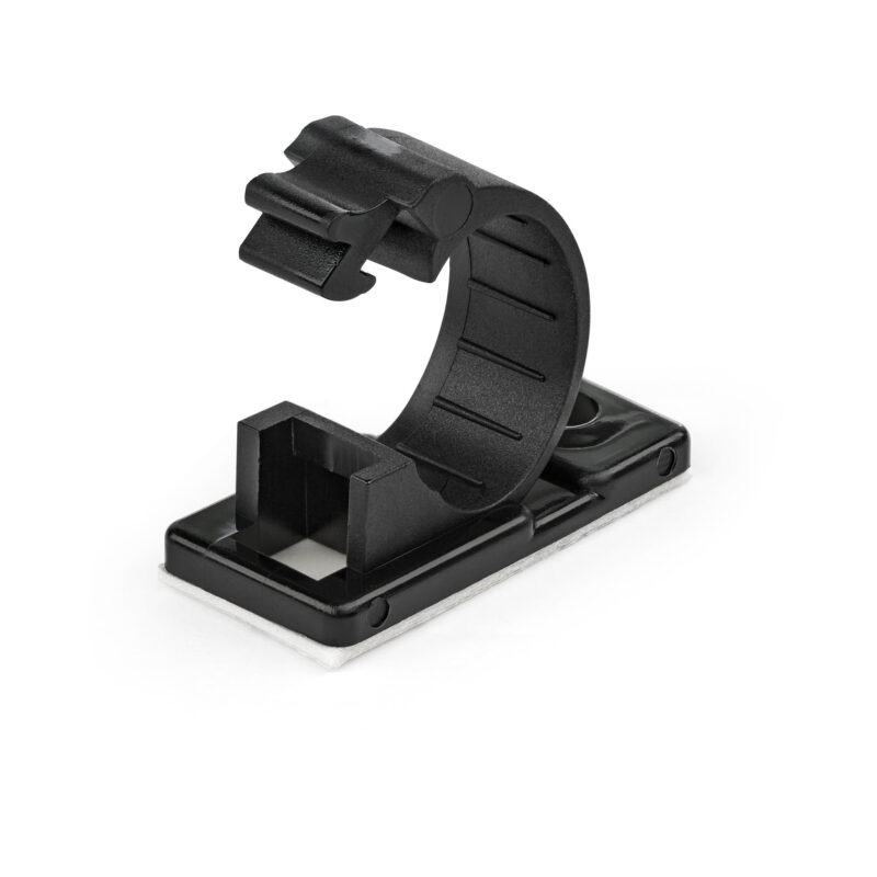 StarTech.com 100 Clip Fermacavi Autoadesivi Nero - Graffette Fermacavo Adesive da Scrivania per Cavi Elettrici/Rete - Supporto Fermacavi - Fermacavo in Plastica - Classe Antincendio UL/94V-2