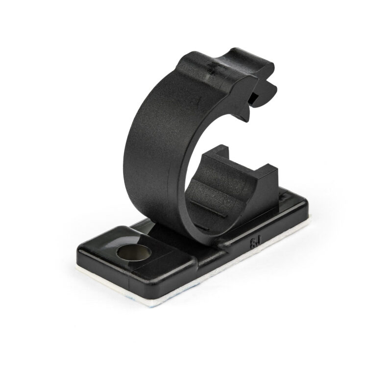 StarTech.com 100 Clip Fermacavi Autoadesivi Nero - Graffette Fermacavo Adesive da Scrivania per Cavi Elettrici/Rete - Supporto Fermacavi - Fermacavo in Plastica - Classe Antincendio UL/94V-2