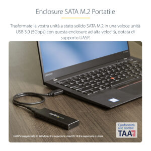 StarTech.com Box Alloggio USB 3.0 esterno per SSD SATA M.2 - Convertitore NGFF di unità SSD con UASP immagine gallery 7 StarTech.com Box Alloggio USB 3.0 esterno per SSD SATA M.2 - Convertitore NGFF di unità SSD con UASP