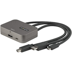 StarTech.com Adattatore Multiporta a HDMI 3-in-1 - Convertitore da USB-C, HDMI o Mini DisplayPort a HDMI per sala conferenze 4K 60Hz - Adattatore AV digitale per collegare monitor/display HDMI immagine principale StarTech.com Adattatore Multiporta a HDMI 3-in-1 - Convertitore da USB-C, HDMI o Mini DisplayPort a HDMI per sala conferenze 4K 60Hz - Adattatore AV digitale per collegare monitor/display HDMI