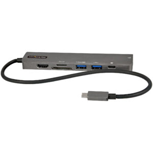 StarTech.com Adattatore multiporta USB C - Da USB-C a HDMI 2.0 4K 60Hz, 100W Power Delivery Pass-through, slot SD/MicroSD, Hub USB 3.0 a 2 porte - USB Type-C Mini Dock - Cavo integrato da 30cm immagine principale StarTech.com Adattatore multiporta USB C - Da USB-C a HDMI 2.0 4K 60Hz, 100W Power Delivery Pass-through, slot SD/MicroSD, Hub USB 3.0 a 2 porte - USB Type-C Mini Dock - Cavo integrato da 30cm