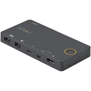StarTech.com Switch KVM ibrido USB-A + HDMI e USB-C a 2 porte - Monitor singolo HDMI 2.0 4K 60Hz - Switch KVM compatto per desktop e/o laptop HDMI - Alimentato da bus USB - Compatibile con Thunderbolt 3 immagine principale StarTech.com Switch KVM ibrido USB-A + HDMI e USB-C a 2 porte - Monitor singolo HDMI 2.0 4K 60Hz - Switch KVM compatto per desktop e/o laptop HDMI - Alimentato da bus USB - Compatibile con Thunderbolt 3