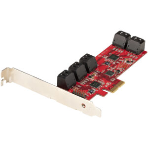 StarTech.com Scheda PCIe SATA - Scheda di Espansione PCIe SATA a 10 porte - 6 Gbps - Staffa a Profilo Basso/Alto - 10 Connettori SATA - ASM1062 Senza Raid - Convertitore da PCI Express a SATA