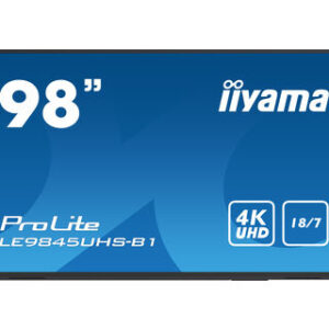 iiyama LE9845UHS-B1 visualizzatore di messaggi Pannello piatto per segnaletica digitale 2,49 m (98") LED Wi-Fi 350 cd/m² 4K Ultra HD Nero Processore integrato Android 8.0 18/7