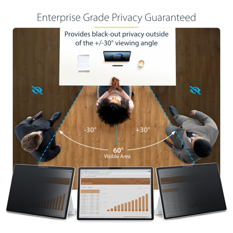 StarTech.com Filtro privacy a 4 posizioni per Surface Pro 8/9/X Laptop da 13", modalità verticale/orizzontale, abilitato al Touch, visione a +/-30°, blocca fino al 51% di luce blu, Antiriflesso