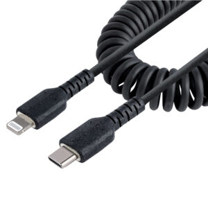 StarTech.com Cavo USB-C a Lightning da 1m Certificato MFi, Cavetto iPhone Spiralato di Ricarica/Alimentazione, Resistente Cavo USB Tipo C a Lightning con Fibra Aramidica e Rivestimento TPE , Cavo Caricatore Nero immagine principale StarTech.com Cavo USB-C a Lightning da 1m Certificato MFi, Cavetto iPhone Spiralato di Ricarica/Alimentazione, Resistente Cavo USB Tipo C a Lightning con Fibra Aramidica e Rivestimento TPE , Cavo Caricatore Nero
