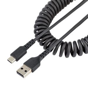 StarTech.com Cavo USB C Ricarica Veloce da 1m; Cavetto USB tipo C 2.0 Spiralato di Alimentazione e Sincronizzazione; Cavo Adattatore USB A a USB C in resistente Fibra Aramidica, Maschio-Maschio, TPE - Nero immagine principale StarTech.com Cavo USB C Ricarica Veloce da 1m; Cavetto USB tipo C 2.0 Spiralato di Alimentazione e Sincronizzazione; Cavo Adattatore USB A a USB C in resistente Fibra Aramidica, Maschio-Maschio, TPE - Nero