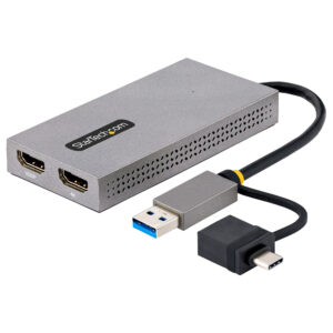 StarTech.com Adattatore USB 3.0 a HDMI, Scheda Video Esterna USB 3.0 a Doppio HDMI (1x 4K30Hz/1x 1080p), Cavo da 11cm integrato con Dongle da USB-A a USB-C; Convertitore da USB-A/C a Dual HDMI - Win/Mac immagine principale StarTech.com Adattatore USB 3.0 a HDMI, Scheda Video Esterna USB 3.0 a Doppio HDMI (1x 4K30Hz/1x 1080p), Cavo da 11cm integrato con Dongle da USB-A a USB-C; Convertitore da USB-A/C a Dual HDMI - Win/Mac