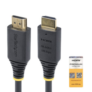 StarTech.com Cavo HDMI ad alta velocità certificato 3m, 4K 60Hz/1440p 144Hz, HDR10/HDCP 2.2/ARC, 18Gbps, cavetto HDMI 2.0 UHD per TV/Monitor/Display, rivestimento in TPE