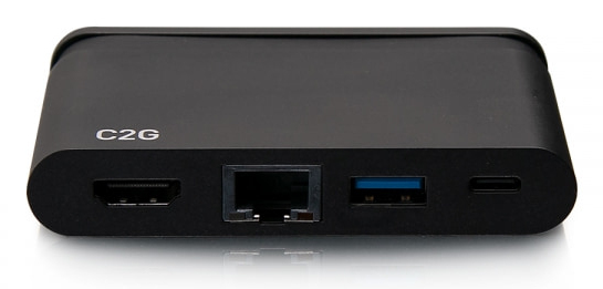 C2G Dock compatta USB-C 4 in 1 con HDMI, USB-A, Ethernet e tecnologia Power Delivery USB-C fino a 100 W - 4K 30 Hz