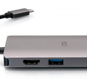C2G Mini dock USB-C 8 in 1 con HDMI, 2 porte USB-A, Ethernet, lettore schede SD e tecnologia Power Delivery USB-C fino a 100 W - 4K 30 Hz