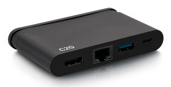 C2G Dock compatta USB-C 4 in 1 con HDMI, USB-A, Ethernet e tecnologia Power Delivery USB-C fino a 100 W - 4K 30 Hz