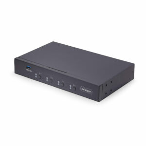 StarTech.com Switch KM a 4 porte con commutazione del mouse, switcher USB per tastiera/mouse, audio 3,5 mm/USB, Condivisione periferiche tra 4 PC, conforme a TAA