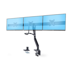 StarTech.com Supporto per 3 monitor da 27" a barra trasversale, VESA 75x75/100x100, regolazioni senza attrezzi, morsetto a C/occhiello, braccio a molla immagine principale StarTech.com Supporto per 3 monitor da 27" a barra trasversale, VESA 75x75/100x100, regolazioni senza attrezzi, morsetto a C/occhiello, braccio a molla