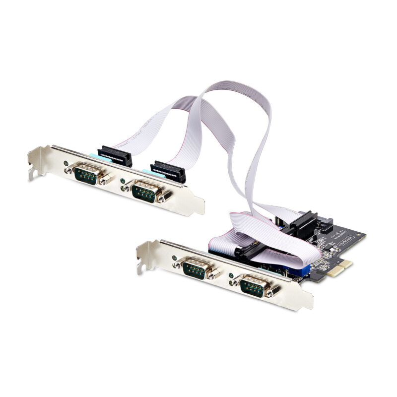 StarTech.com Scheda Seriale PCIe a 4 porte, scheda seriale PCI Express a RS232/RS422/RS485 (DB9), staffa a basso profilo inclusa, UART 16C1050, Windows/Linux, conforme a TAA - Protezione ESD di livello 4 immagine principale StarTech.com Scheda Seriale PCIe a 4 porte, scheda seriale PCI Express a RS232/RS422/RS485 (DB9), staffa a basso profilo inclusa, UART 16C1050, Windows/Linux, conforme a TAA - Protezione ESD di livello 4