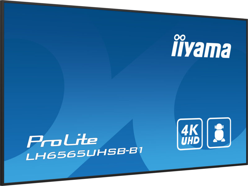 iiyama LH6565UHSB-B1 visualizzatore di messaggi Design chiosco 163,8 cm (64.5") LED Wi-Fi 800 cd/m² 4K Ultra HD Nero Processore integrato Android 11 24/7