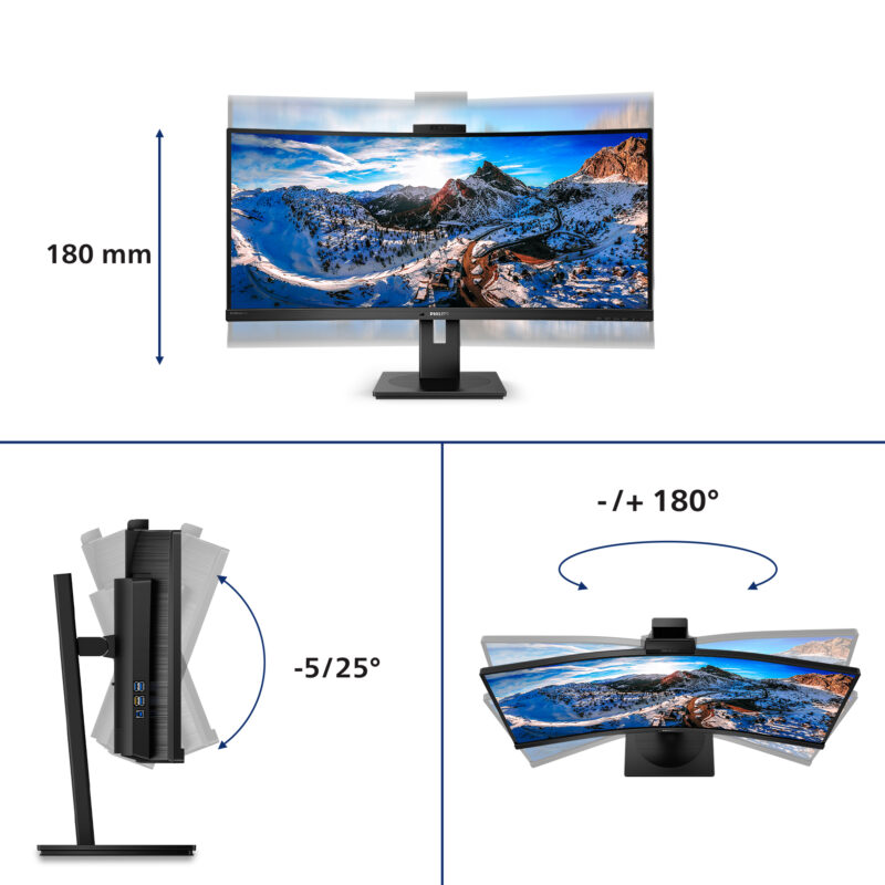 Philips P Line 346P1CRH/00 LED display 86,4 cm (34") 3440 x 1440 Pixel UltraWide Quad HD Nero