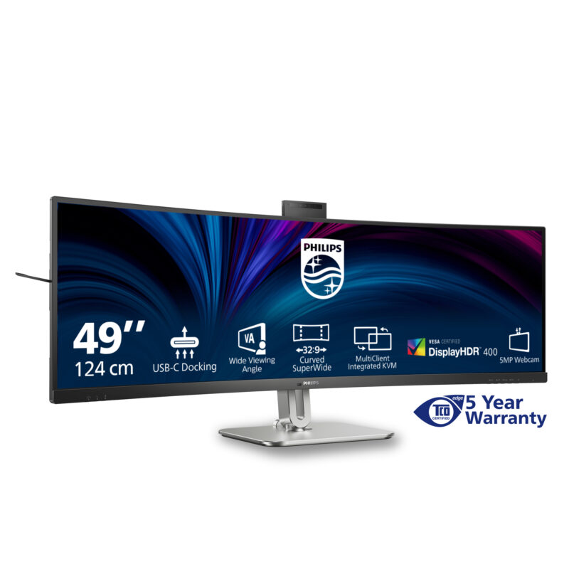 Philips 5000 series 49B2U5900CH/00 LED display 124 cm (48.8") 5120 x 1440 Pixel Dual QHD LCD Nero immagine gallery 4 Philips 5000 series 49B2U5900CH/00 LED display 124 cm (48.8") 5120 x 1440 Pixel Dual QHD LCD Nero