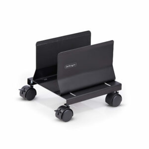StarTech.com Carrello per CPU, supporto mobile per CPU su ruote (rotelle), carico massimo 21 kg, porta PC regolabile, supporto da pavimento per computer, carrello in acciaio