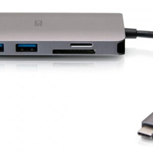 C2G Mini dock USB-C 8 in 1 con HDMI, 2 porte USB-A, Ethernet, lettore schede SD e tecnologia Power Delivery USB-C fino a 100 W - 4K 30 Hz