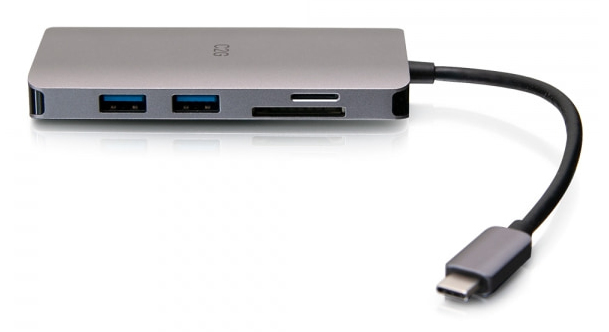 C2G Mini dock USB-C 8 in 1 con HDMI, 2 porte USB-A, Ethernet, lettore schede SD e tecnologia Power Delivery USB-C fino a 100 W - 4K 30 Hz