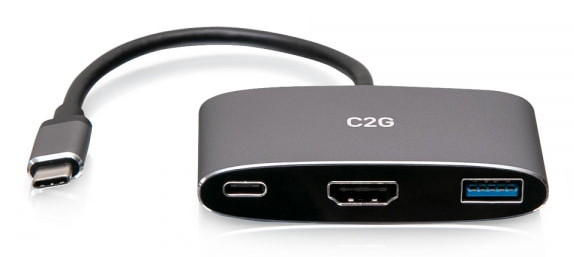 C2G Mini dock USB-C 3 in 1 con HDMI, USB-A e tecnologia Power Delivery USB-C fino a 100 W - 4k 60 Hz