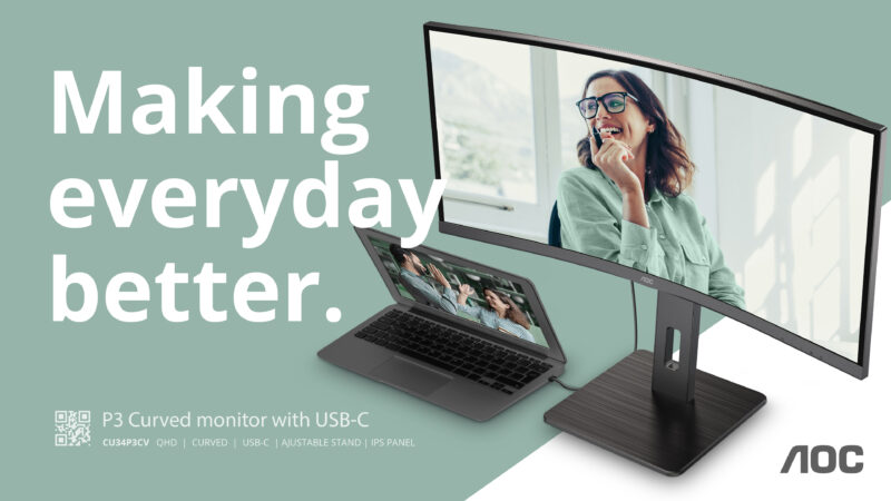 AOC CU34P3CV Monitor PC 86,4 cm (34") 3440 x 1440 Pixel UltraWide Quad HD LED Nero