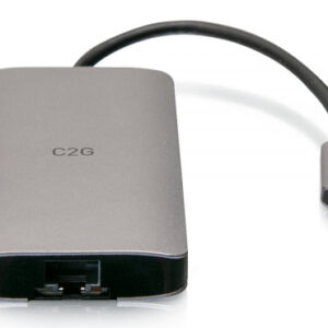 C2G Mini dock USB-C 8 in 1 con HDMI, 2 porte USB-A, Ethernet, lettore schede SD e tecnologia Power Delivery USB-C fino a 100 W - 4K 30 Hz