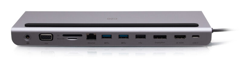 C2G USB-C Docking Station a triplo schermo 10-in-1 con HDMI, DisplayPort, VGA, Ethernet, USB, lettore di schede SD, audio da 3,5 mm e erogazione di potenza fino a 100 W - 4K 30 Hz