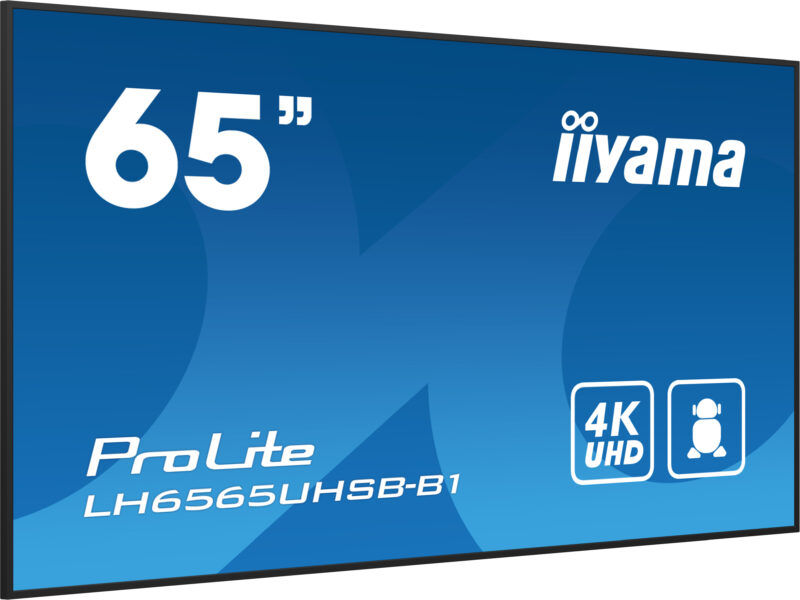 iiyama LH6565UHSB-B1 visualizzatore di messaggi Design chiosco 163,8 cm (64.5") LED Wi-Fi 800 cd/m² 4K Ultra HD Nero Processore integrato Android 11 24/7