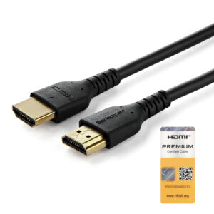StarTech.com Cavo HDMI 2.0 certificato Premium da 1m - Cavo video HDMI con Ethernet ad alta velocità - UHD 4K 60Hz HDR - Cavo HDMI rinforzato con Fibra Aramidica - TPE - M/M - Nero immagine principale StarTech.com Cavo HDMI 2.0 certificato Premium da 1m - Cavo video HDMI con Ethernet ad alta velocità - UHD 4K 60Hz HDR - Cavo HDMI rinforzato con Fibra Aramidica - TPE - M/M - Nero