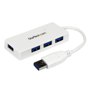 StarTech.com Hub portatile mini USB 3.0 SuperSpeed a 4 porte - Perno e concentratore per Ultrabook USB 3.0 con cavo integrato - Bianco immagine principale StarTech.com Hub portatile mini USB 3.0 SuperSpeed a 4 porte - Perno e concentratore per Ultrabook USB 3.0 con cavo integrato - Bianco