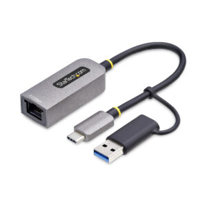 StarTech.com Adattatore Ethernet USB C, Convertitore di Rete/NIC NBASE-T 2.5/1GbE da USB Type-C 3.0 a RJ45 con Adattatore USB-A incluso; Compatibile TB, Win e Mac