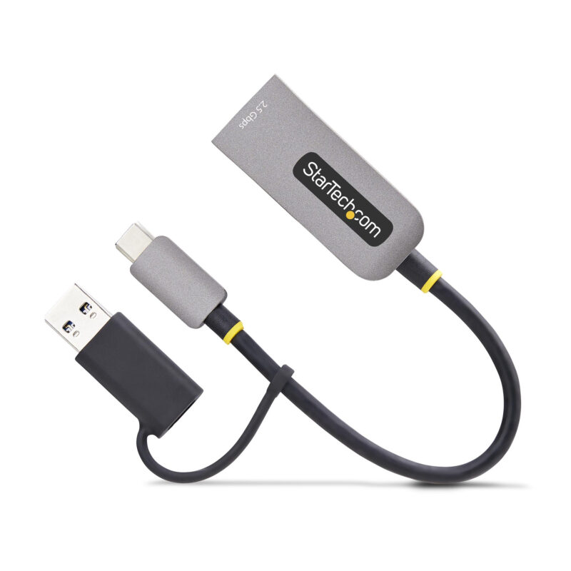 StarTech.com Adattatore Ethernet USB C, Convertitore di Rete/NIC NBASE-T 2.5/1GbE da USB Type-C 3.0 a RJ45 con Adattatore USB-A incluso; Compatibile TB, Win e Mac