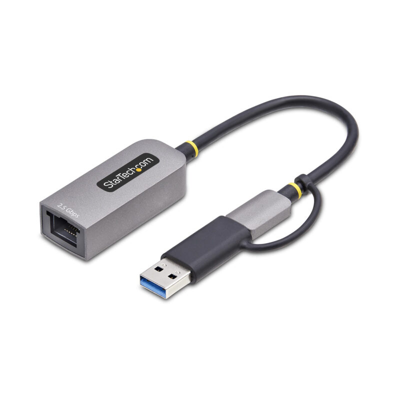 StarTech.com Adattatore Ethernet USB C, Convertitore di Rete/NIC NBASE-T 2.5/1GbE da USB Type-C 3.0 a RJ45 con Adattatore USB-A incluso; Compatibile TB, Win e Mac