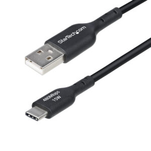 StarTech.com Cavo di Ricarica da USB-A a USB-C da 1m, carica e sincronizzazione, 3A, USB 2.0, rivestimento in TPE - Cavo di Ricarica USB Nero