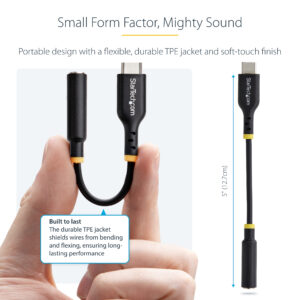 StarTech.com Adattatore Audio da USB-C a Jack 3,5 mm - Dongle USB Type-C a Jack TRRS per Cuffie e Auricolari, DAC Hi-Fi a 32 bit; Funziona con Telefoni e Tablet