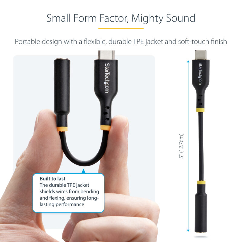 StarTech.com Adattatore Audio da USB-C a Jack 3,5 mm - Dongle USB Type-C a Jack TRRS per Cuffie e Auricolari, DAC Hi-Fi a 32 bit; Funziona con Telefoni e Tablet