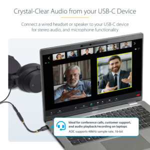 StarTech.com Adattatore Audio da USB-C a Jack 3,5 mm - Dongle USB Type-C a Jack TRRS per Cuffie e Auricolari, DAC Hi-Fi a 32 bit; Funziona con Telefoni e Tablet