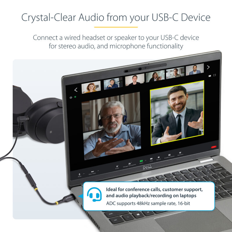 StarTech.com Adattatore Audio da USB-C a Jack 3,5 mm - Dongle USB Type-C a Jack TRRS per Cuffie e Auricolari, DAC Hi-Fi a 32 bit; Funziona con Telefoni e Tablet