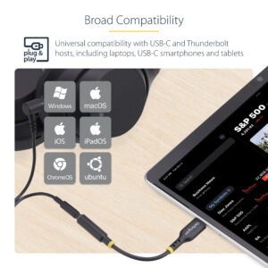 StarTech.com Adattatore Audio da USB-C a Jack 3,5 mm - Dongle USB Type-C a Jack TRRS per Cuffie e Auricolari, DAC Hi-Fi a 32 bit; Funziona con Telefoni e Tablet
