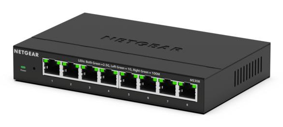 NETGEAR MS308 Non gestito 2.5G Ethernet (100/1000/2500) Nero