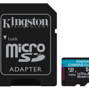 Kingston Technology Scheda microSDXC Canvas Go Plus Gen4 200MB/s A2 U3 V30 da 512 GB + adattatore