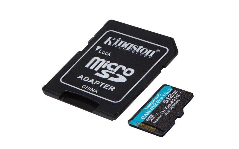 Kingston Technology Scheda microSDXC Canvas Go Plus Gen4 200MB/s A2 U3 V30 da 512 GB + adattatore