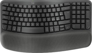 Logitech Wave Keys for Business, tastiera wireless ergonomica con supporto per i polsi imbottito, tecnologia Secure Logi Bolt, Bluetooth, compatibile con Windows/Mac/Chrome/Linux - Grafite
