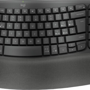 Logitech Wave Keys for Business, tastiera wireless ergonomica con supporto per i polsi imbottito, tecnologia Secure Logi Bolt, Bluetooth, compatibile con Windows/Mac/Chrome/Linux - Grafite