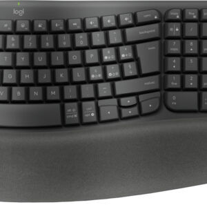 Logitech Wave Keys for Business, tastiera wireless ergonomica con supporto per i polsi imbottito, tecnologia Secure Logi Bolt, Bluetooth, compatibile con Windows/Mac/Chrome/Linux - Grafite