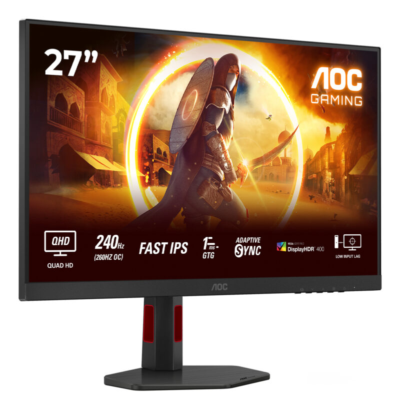 AOC G4 Q27G4ZR Monitor PC 68,6 cm (27") 2560 x 1440 Pixel Quad HD LED Nero, Rosso immagine gallery 2 AOC G4 Q27G4ZR Monitor PC 68,6 cm (27") 2560 x 1440 Pixel Quad HD LED Nero, Rosso
